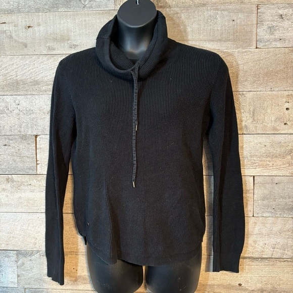 Lauren Ralph Lauren women’s black cowl neck waffle print top shirt size large - Picture 1 of 8